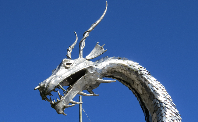 Dragon statue in Bank Square, Ebbw Vale